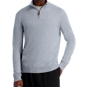 Bloomingdale's Men's Light Grey Half-Zip Sweater